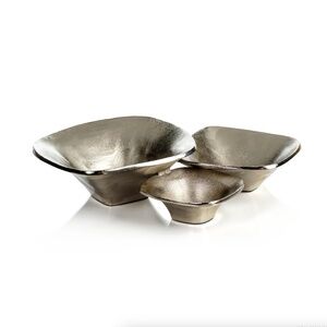 ZODAX Cove Aluminum Cluster Serving Bowl Artistic Connecting Serveware Silver